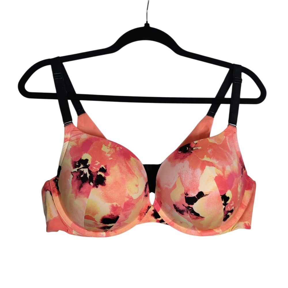 Torrid Curve 360 Back Smoothing T-Shirt Bra 44C Floral Coral Pink Underwire